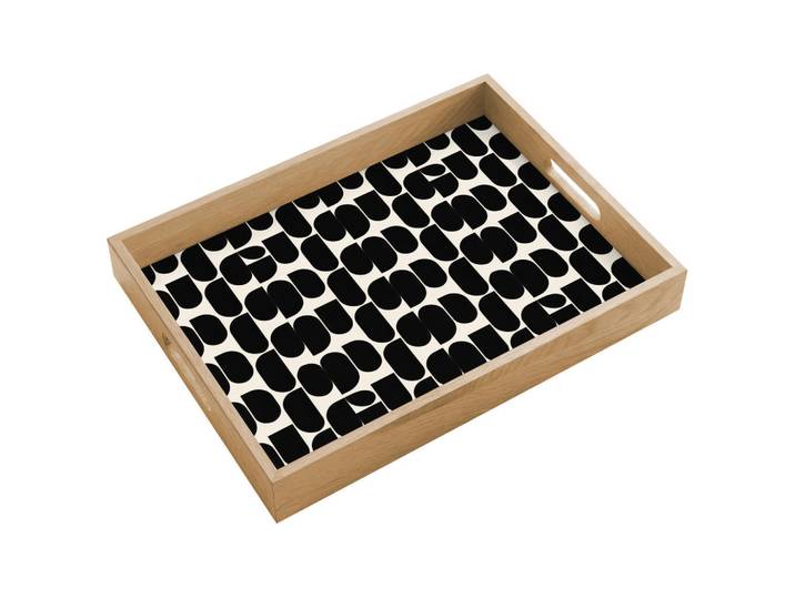 OnlyWow Tablett - Modern - Gemustert - Schwarz - 40x30 cm, Holz, Echtholz,Eiche, Rechteckig, 40x5x5 cm, Geschirr, Tischkultur & Serviergeschirr, Tabletts