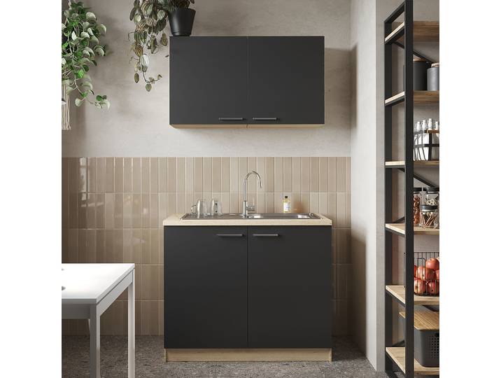 Cuisine Merle - Combi B 100 x 200 x 60cm Noir/Noir