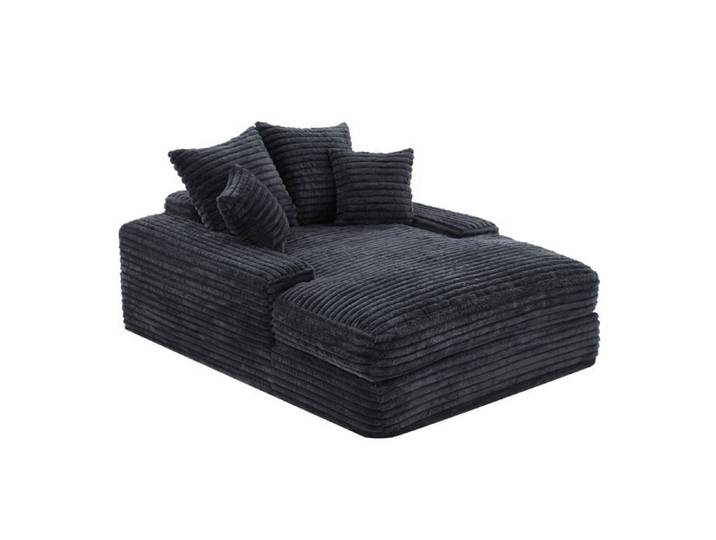 Canapé-lit multifonctionnel en velours côtelé design moderne 4 coussins gris
