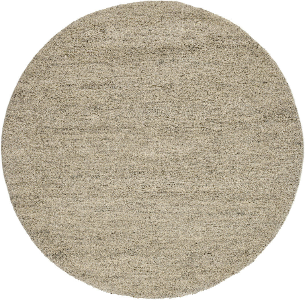 Theko Taza Royal Hand Knotted Wool Grey Indoor Rug Gray Round 150cm