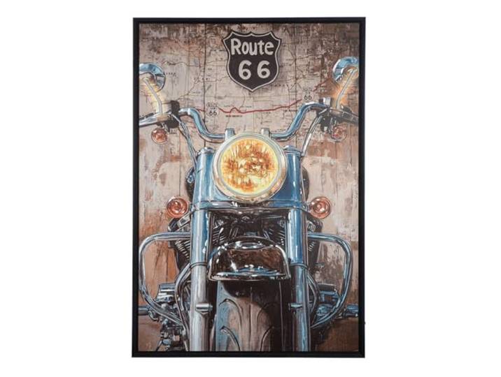 GILDE LED Bild Motorcycle Leinwand - strukturiert - braun/silberfarben - Motorradmotiv - rechteckig - Höhe 123cm x Breite 83cm
