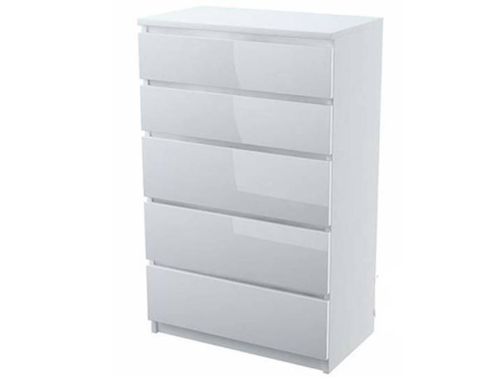 Commode de rangement blanche - Kronospan - 5 tiroirs - pour chambre à coucher salon