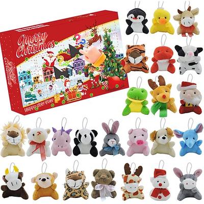 Weihnachts-Countdown-Kalender aus Plüsch – 24-tägiger Mini-Adventskalender für Weihnachten 2025 mit 24 Plüschtieren – 24-tägiger Countdown-Adventskalender, Weihnachtsgeschenke
