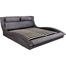 riess-ambiente Bett SWING 160x200cm grau Samt mit Stauraum geschwungenes Doppelbett