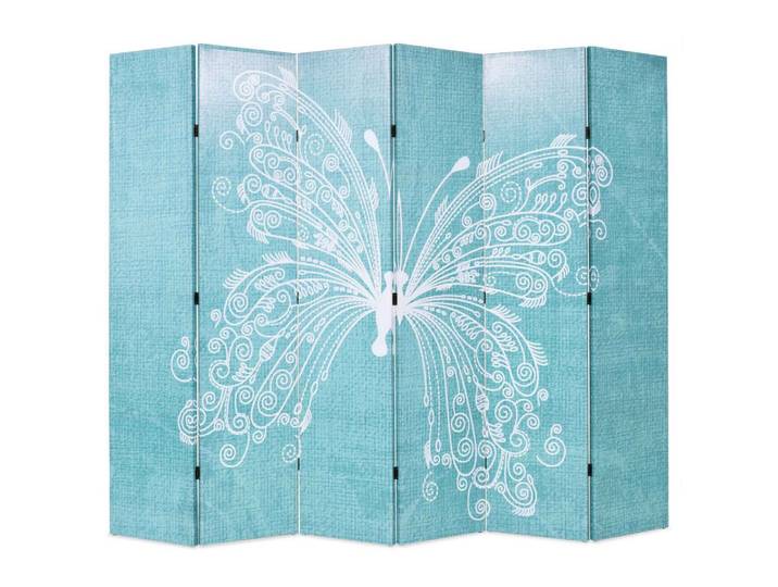 vidaXL Raumteiler Raumteiler klappbar 228 x 170 cm Schmetterling Blau, 1-tlg., Raumteiler klappbar 228x170cm Schmetterling Blau Paravent Trennwand