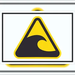 HB-Druck Schild Warnung Tsunami-gefährdeter Bereich Symbol A0 (841x1189mm)
