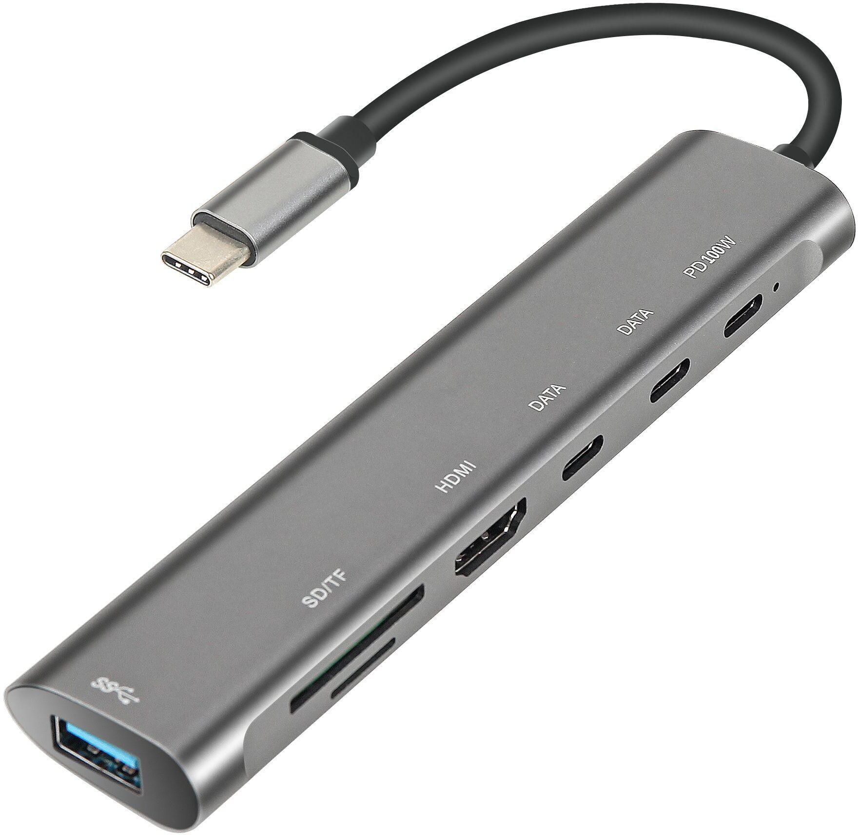 Wieloportowy adapter USB-Hub (USB-C) - 7 w 1   szary - Refurbished