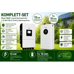 Deye  PV  Speicher  Set  15  kW  -  Deye  Hybrid  Wechselrichter  SUN-15K-SG05LP3-EU  +  SE-F16-C  16  kWh  LiFePO4  Batteriespeicher  (48V  System)