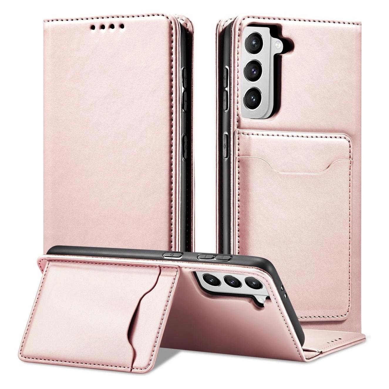 Hurtel Magnet Kartenetui für Samsung Galaxy S22+ (S22 Plus) Etui Geldbörse Kartenhalter Pink (Samsung Galaxy S22+) (1404978613)