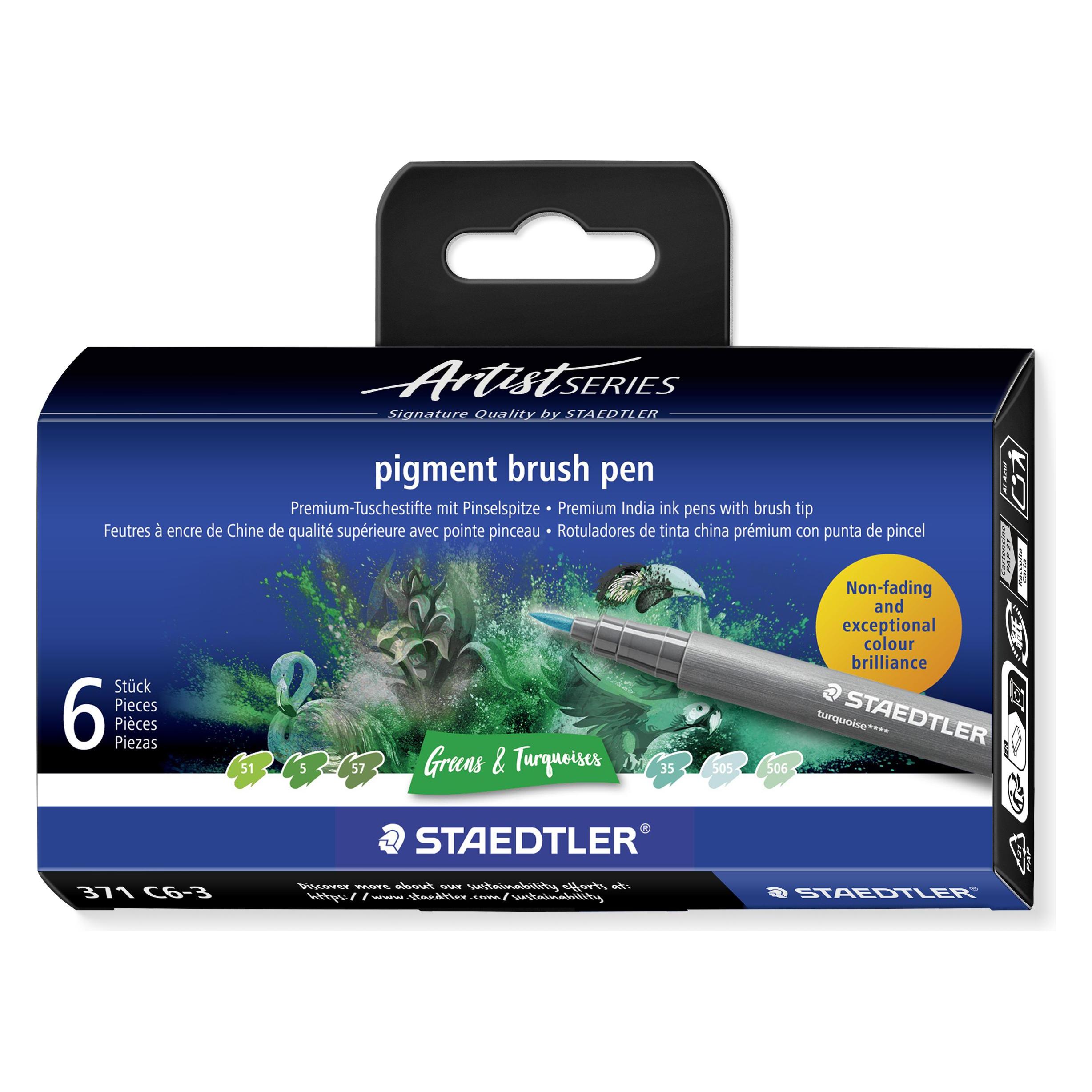Staedtler Fasermaler mit Pinselspitze (6x) (371 C6-3)