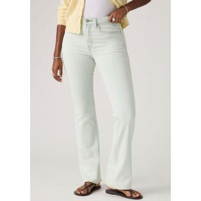 Bootcut-Jeans LEVI'S "725 HIGH RISE BOOTCUT", Damen, Gr. 28, Länge 30, grün (lake life), Denim/Jeans, Obermaterial: 81% Baumwolle, 18% Polyester, 1% Elasthan, bootcut fit lang, Jeans