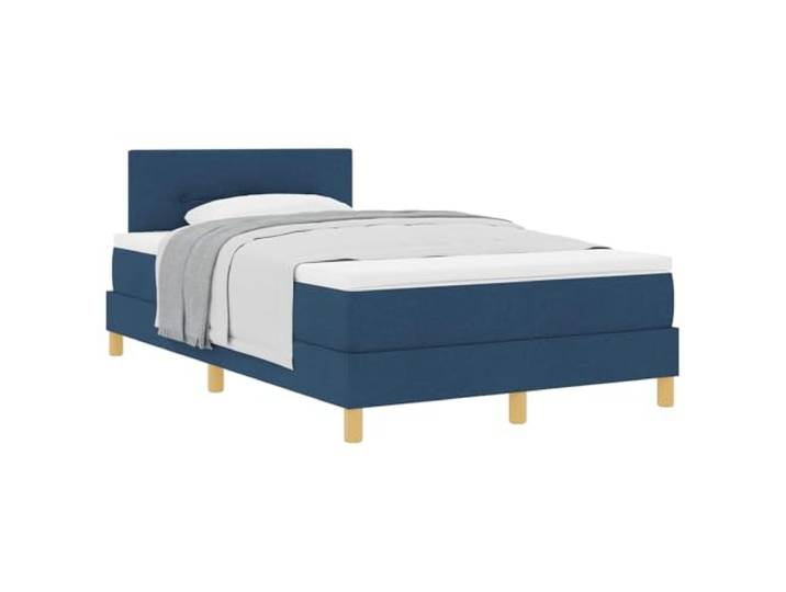 PUGYNBK Boxspringbett, manuell, Blau, 120 x 200 cm Lattenrost mit verstellbarer Rückenlehne, Federschaum-Matratze, Holz- und Metallbeine