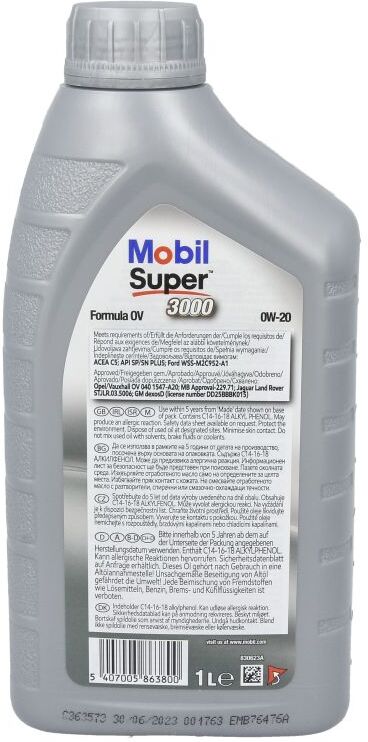 Motoröl MOBIL 156281 Super 3000 Formula OV 0W20 1L