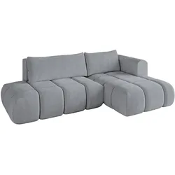 ECKSOFA Ottomane Rechts CLOUD-L 280x185x90 Hellgrau Velours
