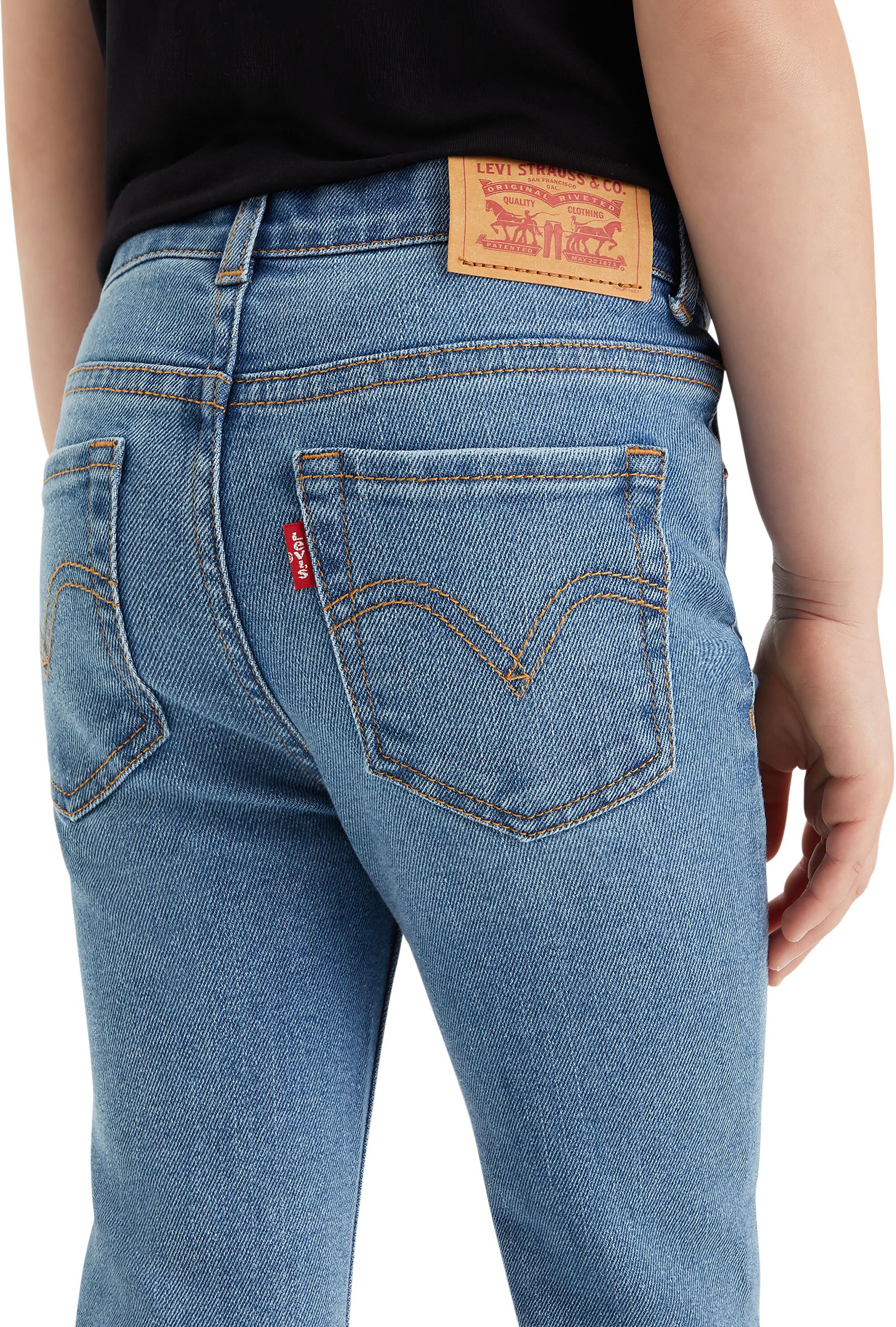 Bootcut-Jeans LEVI'S KIDS "LVG 726 HIGH RISE FLARE JEANS", Mädchen, Gr. 16 (164), N-Gr, blau (clean getaway), Denim/Jeans, Obermaterial: 69% Baumwolle, 28% Polyester, 2% Viskose, 1% Elasthan, bootcut fit, Jeans Bootcut-Jeans, for GIRLS clean getaway 16 (1
