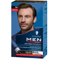 2x Schwarzkopf Men Perfect, Haarfarbe, Anti-Grau Tönungs-Gel (70 Dunkelbraun)