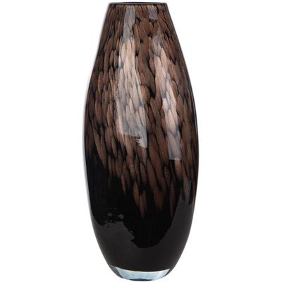 Tischvase GILDE "Glass Art, Vase, "Lemark", Glas, schwarz", braun (schwarz), B:17,5cm H:42,5cm T:11cm, Glas, Vasen, Vase, Lemark, Dekovase, Design, Elegant, Modern, Trend, Hingucker