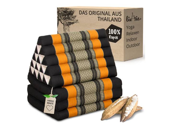 livasia Sitzsack Thaikissen XXL hoch, vegan und handgefertigt, 185x55x8cm, Kapok
