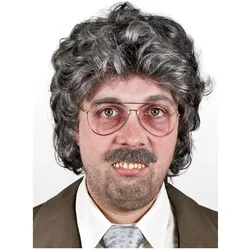 Maskworld Graue Locken Perücke Reporter - für Fasching