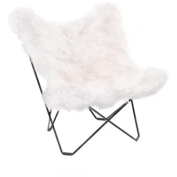 Heitmann Felle Schmetterlingsessel BKF chair mit Lammfell naturweiß