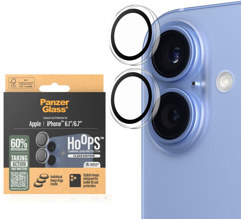 iPhone 16 / 16 Plus PanzerGlass Hoops - Beskyttelse til Kamera - Gennemsigtig