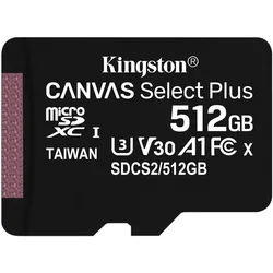 Kingston Canvas Select Plus (512 GB, microSDXC, U3, UHS-I), Speicherkarte, Schwarz