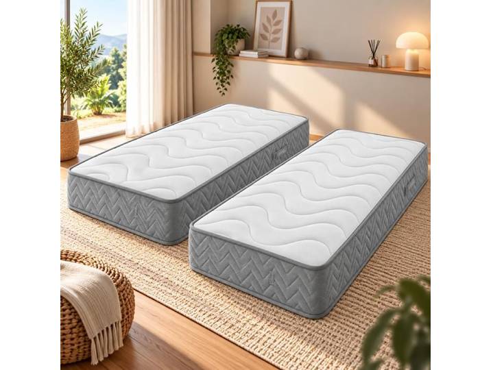 Lot de 2 Matelas 100x200 cm Densité 35 Kg/m³ - 24 cm - Soutien Très Ferme H3 H4 avec 2 Protèges-Matelas 100x200
