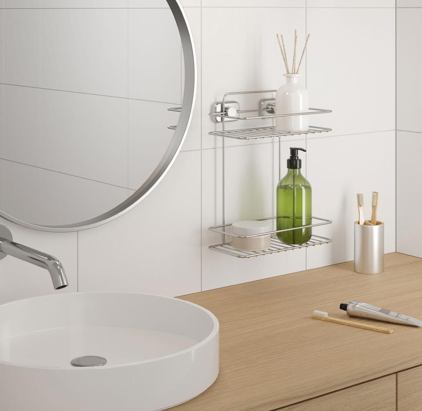 Metaltex Regal Reflex LUXY & Vacuum Fix Wandrek met 2 etages, Zilver