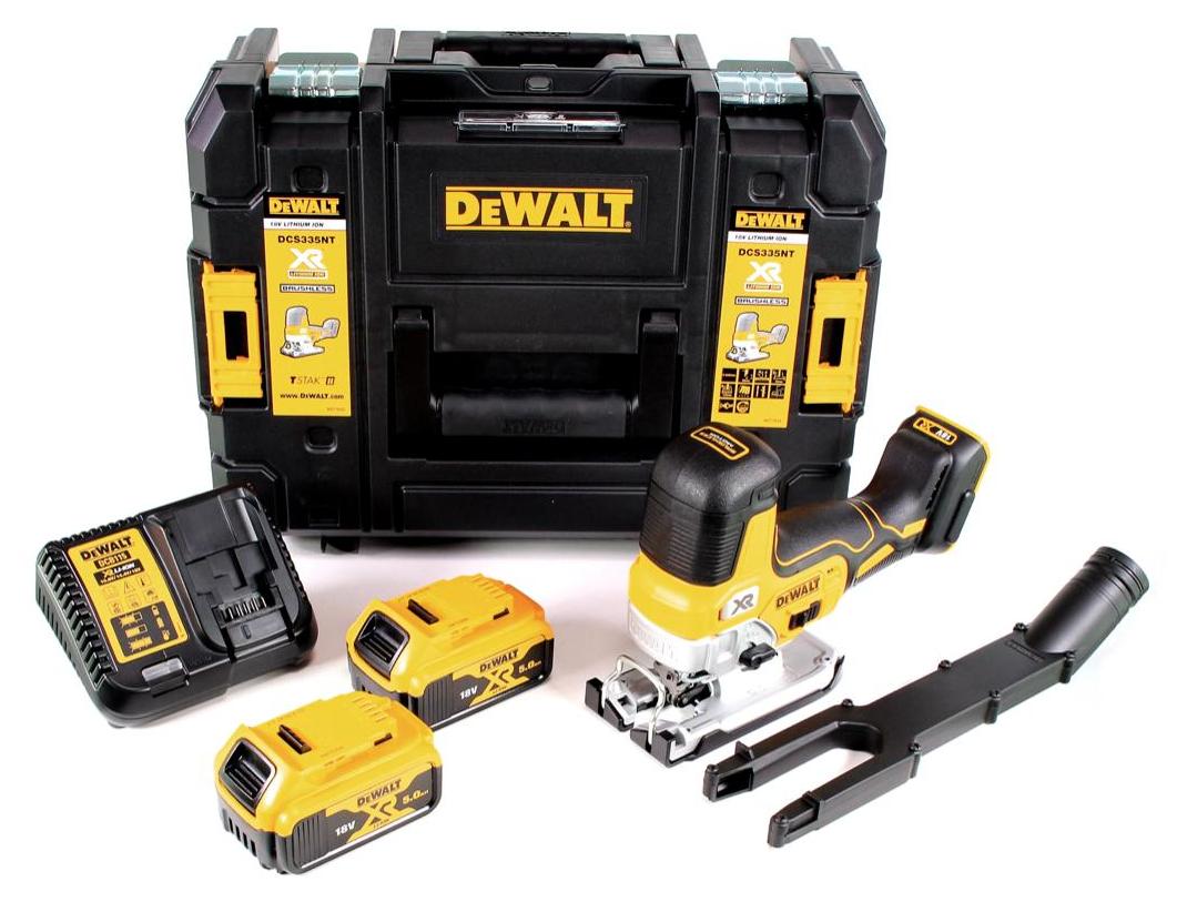 DeWalt DCS 335 P2 Akku Stichsäge 18V + 2x Akkus 5,0 Ah + 1x Schnellladegerät in TSTAK