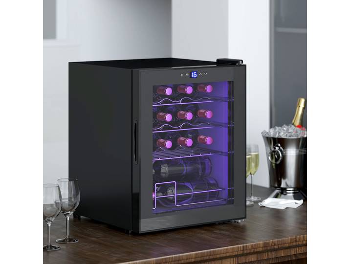 HOMCOM Cave à Vin 16 Bouteilles 42L Température Réglable Noir
