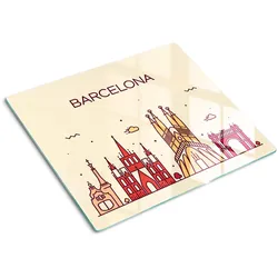 GLASPLATTE 60x52 cm Die Inschrift Barcelona