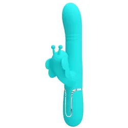 Pretty Love, Vibrator, Multifunktions-Kaninchenvibrator 4 In 1 Schmetterling Aquagrün