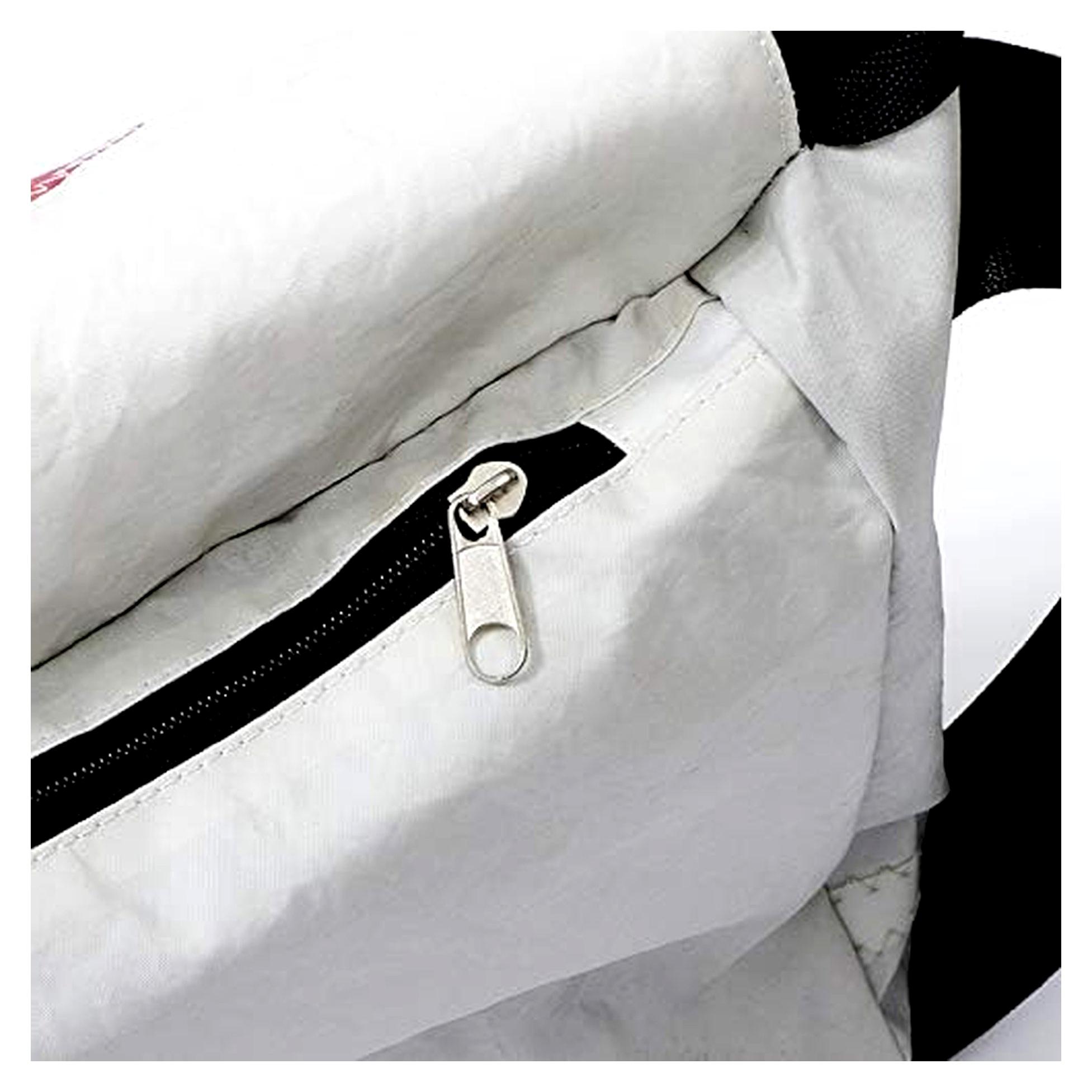 Barkasse Segeltuchtasche, Recycling Laptoptasche bis 15'' Zoll, Umhängetasche weiß schwarz grau mit Zahl, Messengerbag