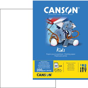 Canson Zeichenblock Kids Mal Block, A4, 200 g/m², weiß, geleimt, 20 Blatt