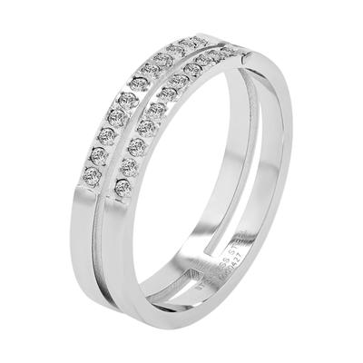 Fingerring AKZENT "Sombra, langlebig" Gr. 57, silber (silberfarbig), Fingerringe, Damen, 57, Edelstahl, Fingerring