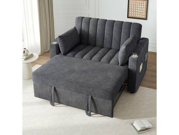 SENVIRO canapé lit 2 places convertible angles réglables 136x162x84cm gris