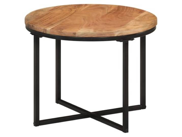 HEFZGDB Couchtisch aus Massivholz Akazie mit Eisenbeinen 45x45x35 cm Robuster Wohnzimmertisch Stabile Tischplatte Langlebiges Hartholz