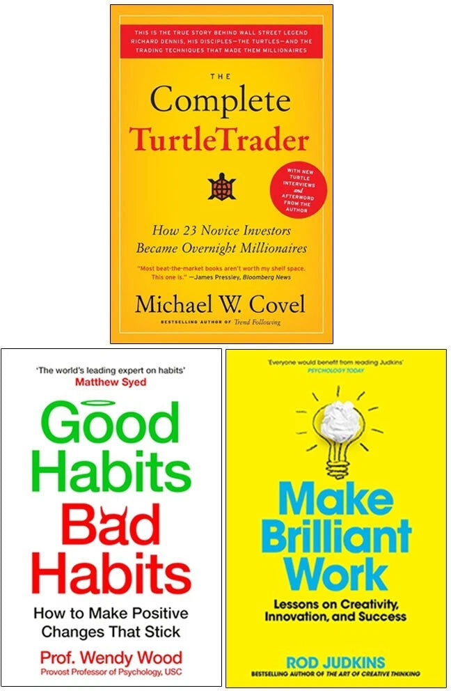Various Publishers Good Habits Bad Habits, Make Brilliant Work & The Complete TurtleTrader - 3 Book Non-Fiction Paperback Set - Habits, Creativity & Trading