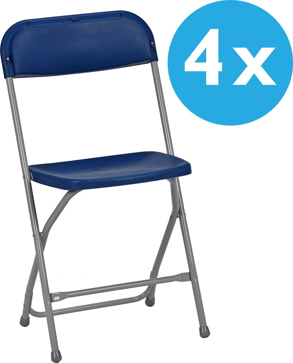 Set van 4 Titan klapstoelen van Van Vugt Event Products in grijs/blauw