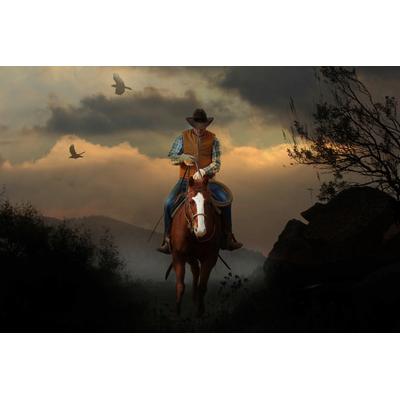 Fototapete PAPERMOON "Cowboy", bunt, B:3,5m L:2,6m, Vlies, Tapeten