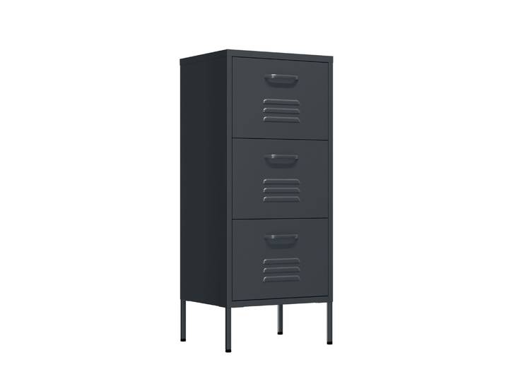 Kommode Metall KLAUS 3 Schubladen 42 x 101 cm anthrazit
