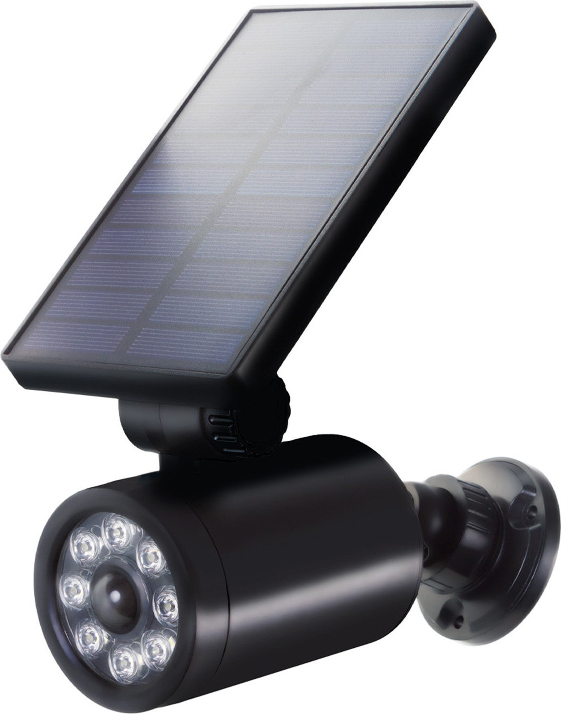 Maclean LED-bewakingscamera met zonnepaneel, imitatie camera met bewegingssensor en alarmsysteem