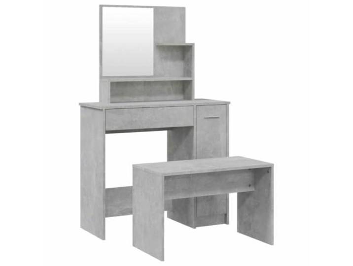 Xhnifbn Schminktisch Set mit Hocker Spiegel Betongrau 86,5x35x136 cm Stilvoller Frisiertisch mit integriertem Hocker und großem Spiegel für Ihr Schlafzimmer oder Ankleidezimmer.