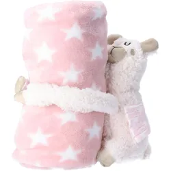 Antonio Baby Plüsch Decke mit Lama Stofftier - pink