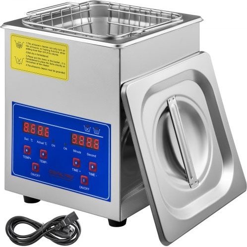 VEVOR Ultrasone reiniger 2L, Roestvrij staal, Zilver