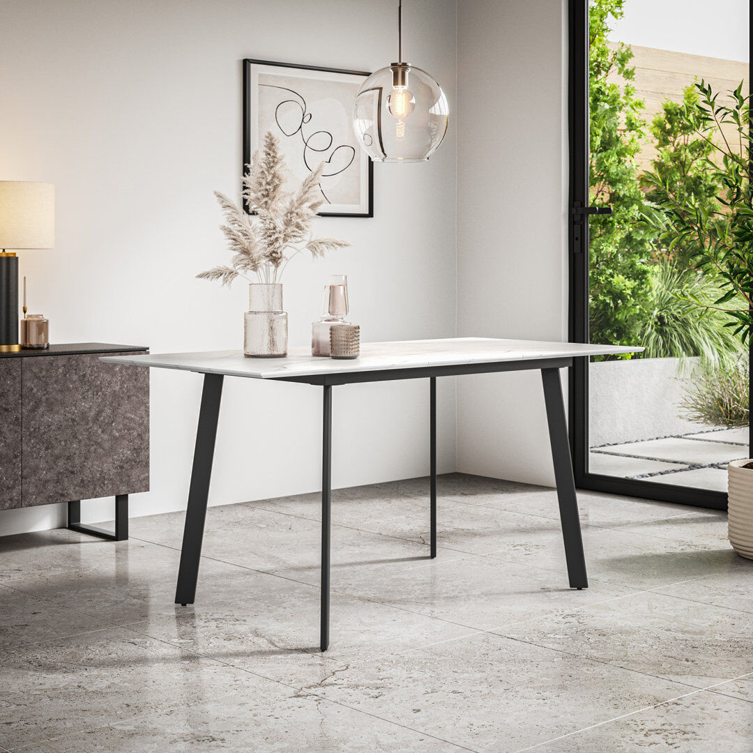 Metro Darryll Extending Dining Table Modern Table w Black Legs White