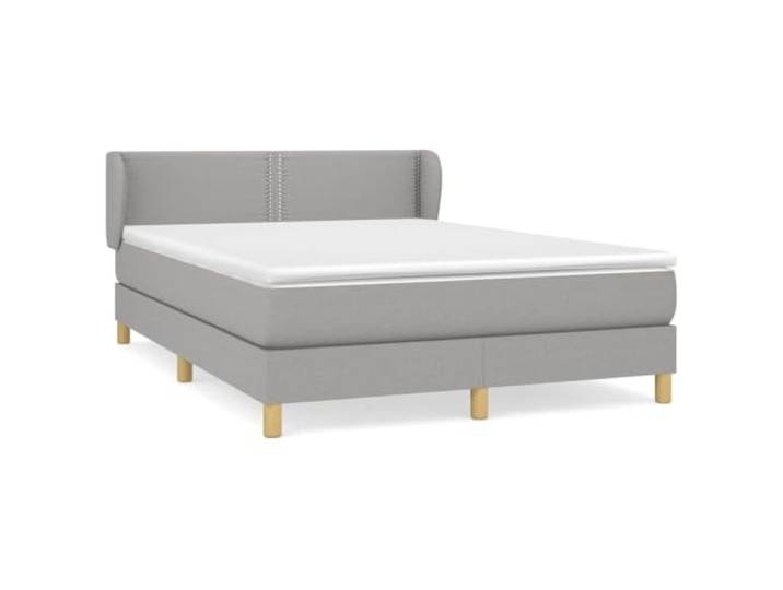 PUGYNBK Boxspringbett, 140 x 190 cm, grauer Stoff Verstellbares Kopfteil, Taschenfederkernmatratze, mittlere Festigkeit, atmungsaktiv