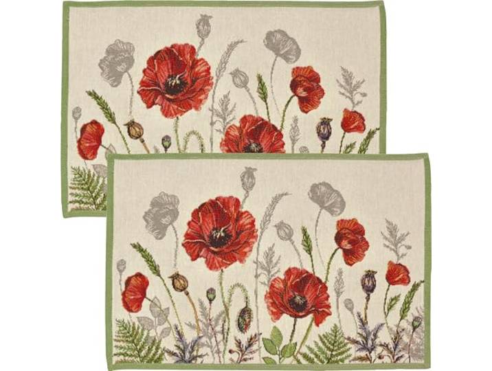 Sander Tischset Poppy Meadow 2er-Pack Gobelin rot-Natur Größe 32x48 cm