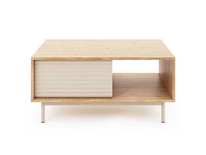 BEAUTYSOFA Couchtisch TERRA Wohnzimmertisch mit 2 Türen und offene Regal, Cashmere/Eiche, Modern & Skandi Stil