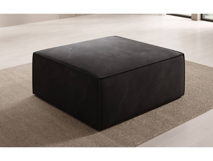 Beistellhocker Lesley in Samt - Schwarz - Samt - Luxusbetten24